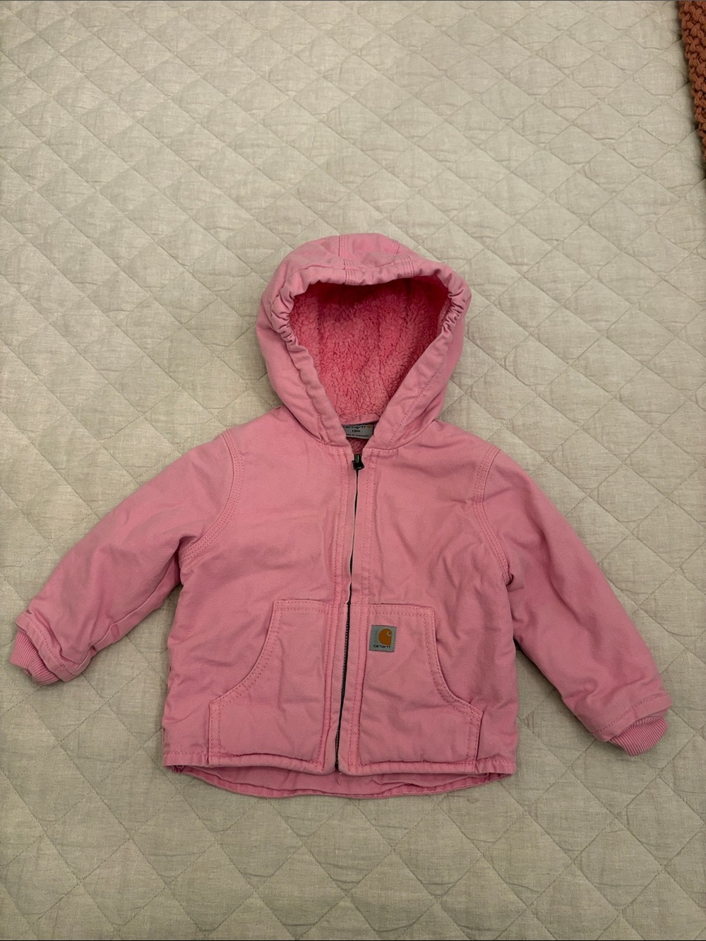 Carhartt Pink Hooded Sherpa-Lined Kids Jacket